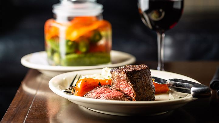 Steak and side plated. 